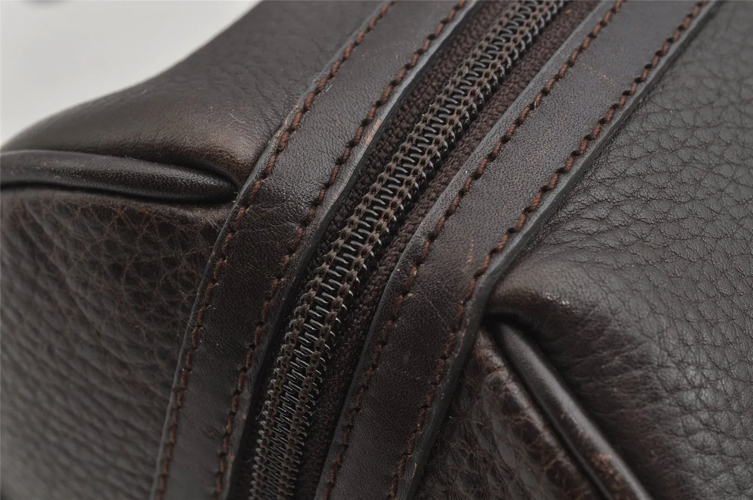 Authentic GUCCI Vintage Hand Boston Bag Purse Leather Brown 7981I