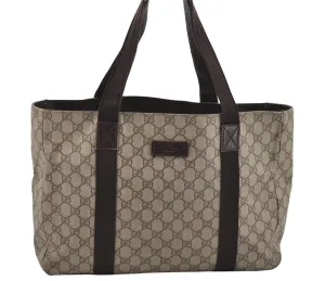 Authentic GUCCI Vintage Shoulder Tote Bag GG PVC Leather 141624 Brown 2178I