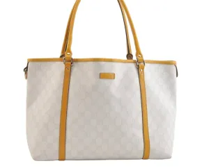 Authentic GUCCI Vintage Shoulder Tote Bag GG PVC Leather 197953 White 2767K
