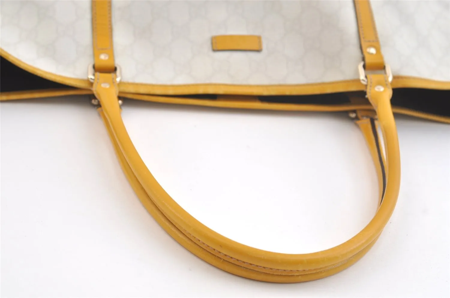 Authentic GUCCI Vintage Shoulder Tote Bag GG PVC Leather 197953 White 2767K