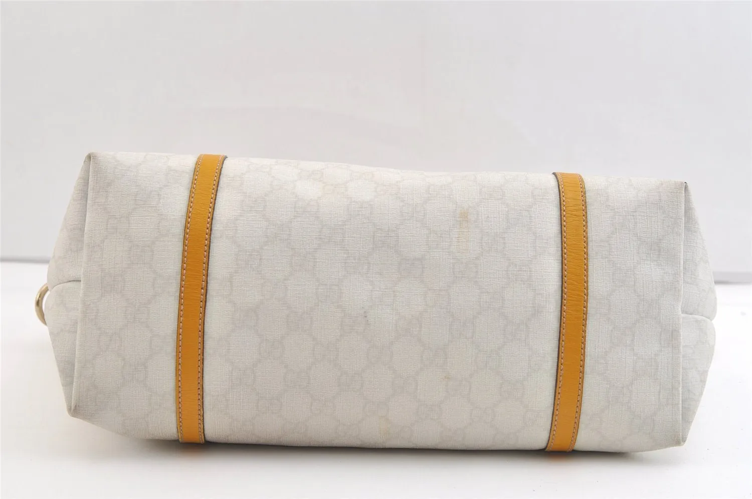 Authentic GUCCI Vintage Shoulder Tote Bag GG PVC Leather 197953 White 2767K