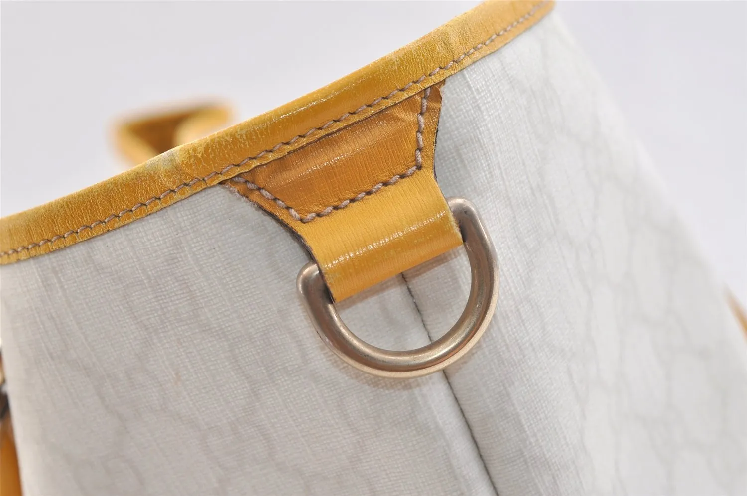 Authentic GUCCI Vintage Shoulder Tote Bag GG PVC Leather 197953 White 2767K