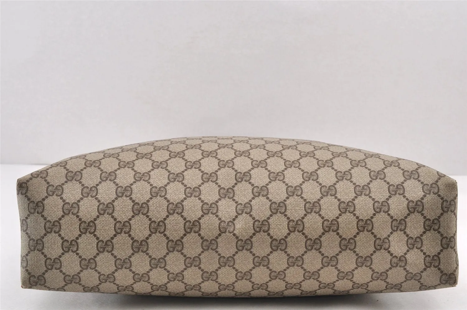 Authentic GUCCI Vintage Shoulder Tote Bag GG PVC Leather Brown 2334K