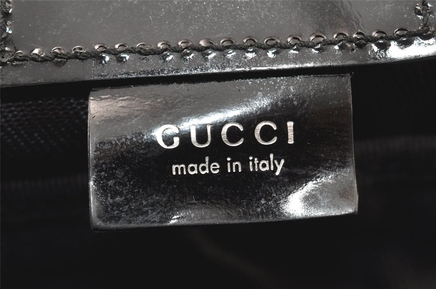 Authentic GUCCI Vintage Travel Boston Bag Nylon Enamel 0120389 Black 5148K