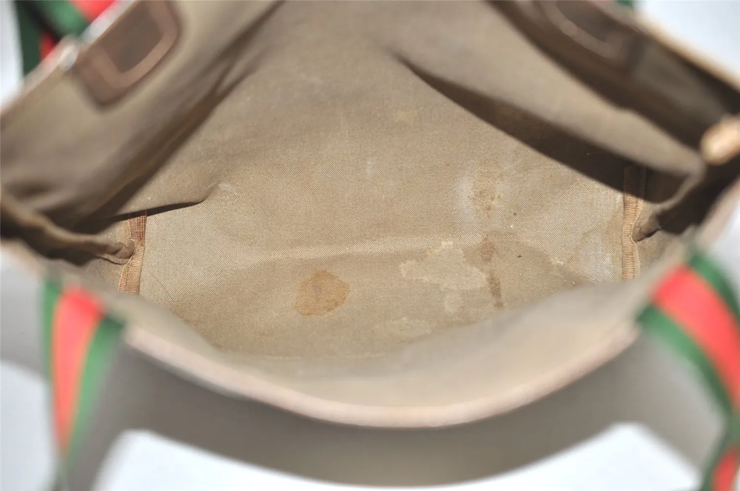 Authentic GUCCI Web Sherry Line Shoulder Tote Bag GG PVC Leather Brown 0101J