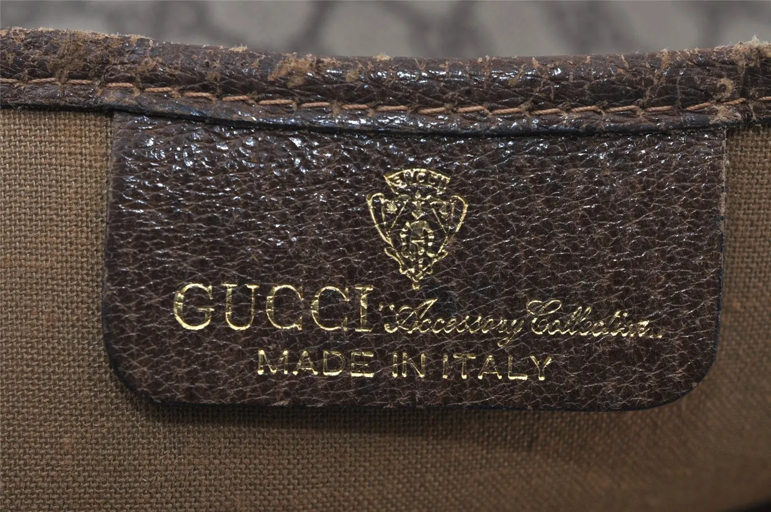 Authentic GUCCI Web Sherry Line Shoulder Tote Bag GG PVC Leather Brown 0979J