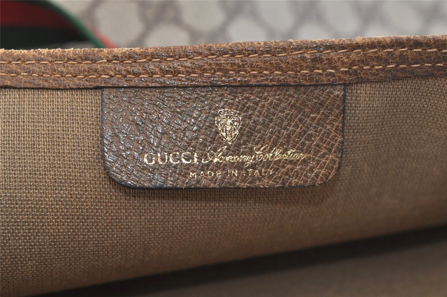 Authentic GUCCI Web Sherry Line Tote Bag GG PVC Leather Brown Junk 2879K