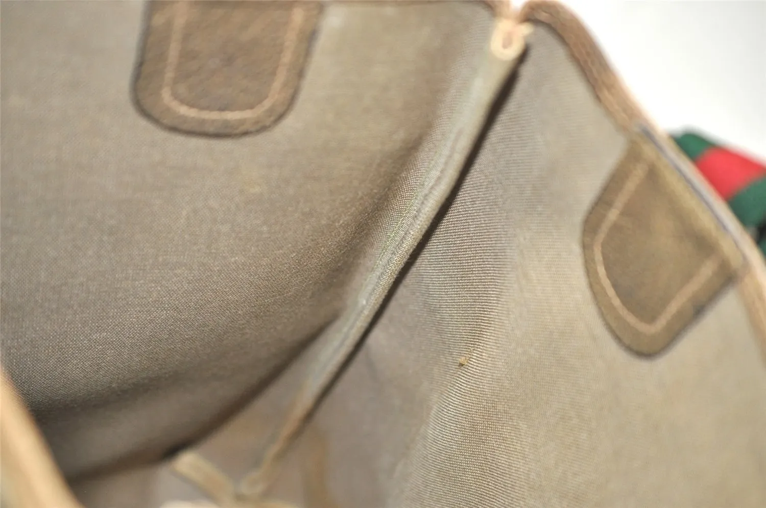 Authentic GUCCI Web Sherry Line Tote Bag GG PVC Leather Brown Junk 2879K