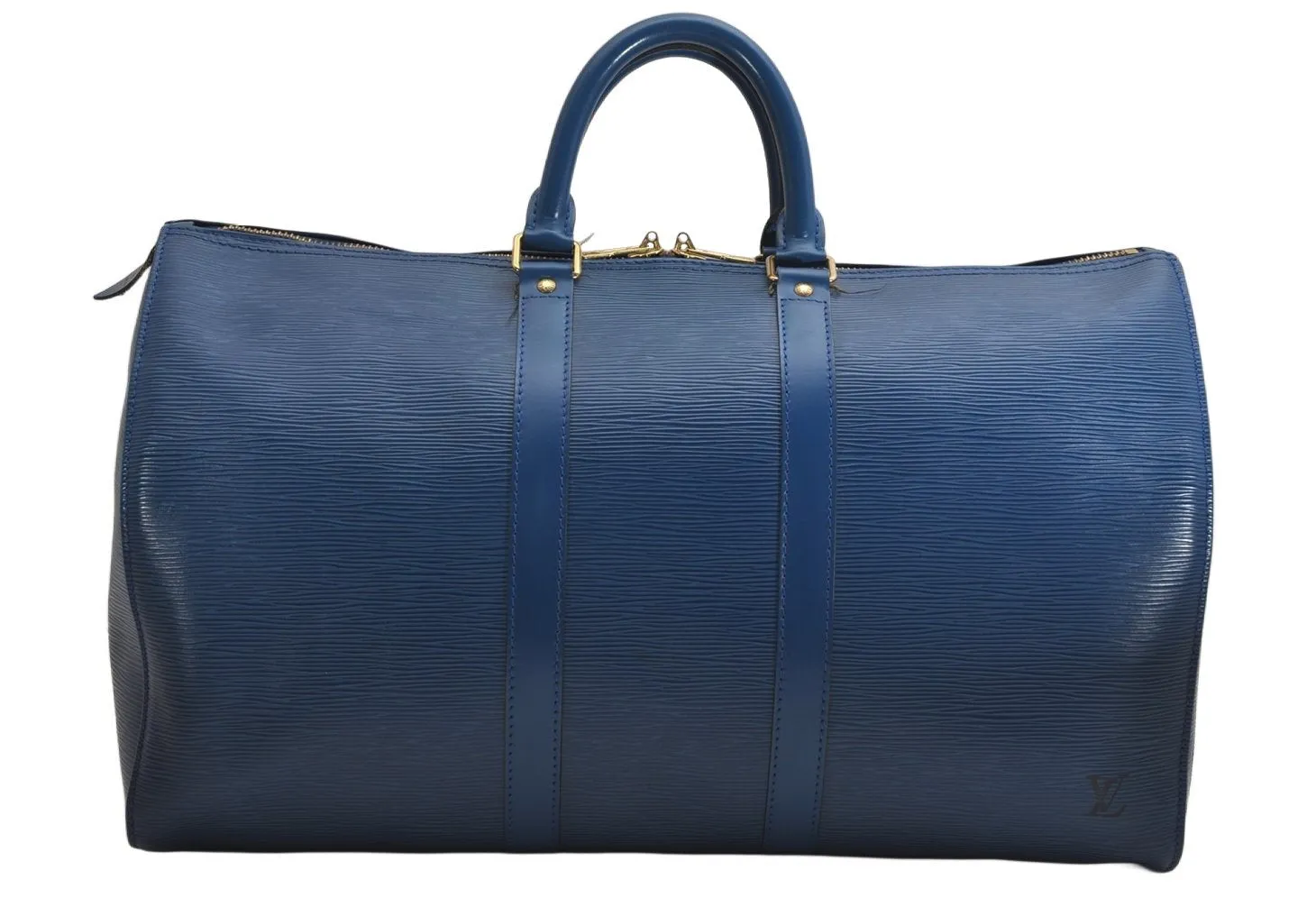 Authentic Louis Vuitton Epi Keepall 45 Boston Travel Bag Blue M42975 LV 8871J