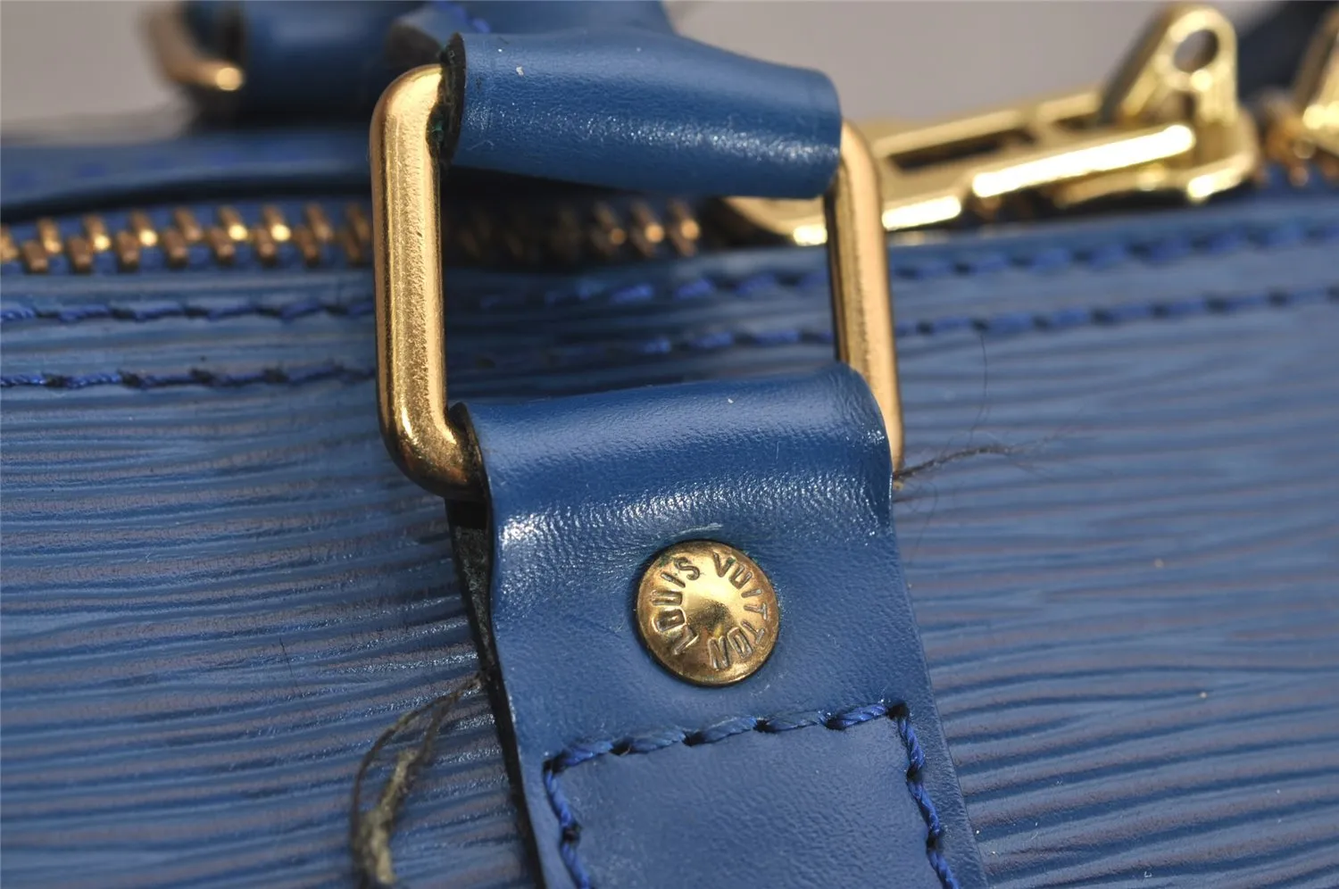 Authentic Louis Vuitton Epi Keepall 45 Boston Travel Bag Blue M42975 LV 8871J