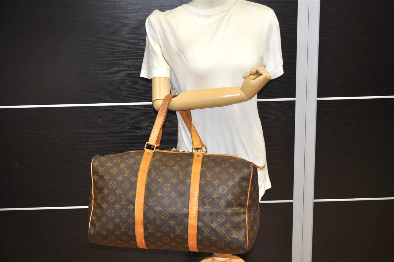 Authentic Louis Vuitton Monogram Sac Souple 45 Hand Boston Bag M41624 LV 8810J