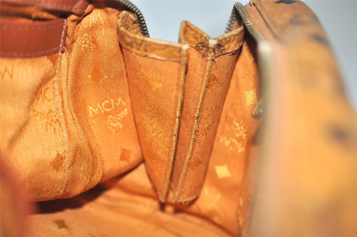 Authentic MCM Vintage Visetos Leather 2Way Hand Boston Bag Purse Brown 5443J