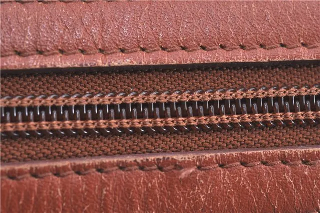 Authentic MCM Visetos Leather Vintage Hand Boston Bag Brown H8016