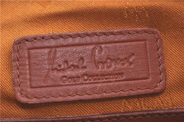 Authentic MCM Visetos Leather Vintage Hand Boston Bag Brown H8016
