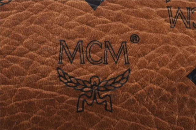Authentic MCM Visetos Leather Vintage Shoulder Boston Bag Brown 4547D
