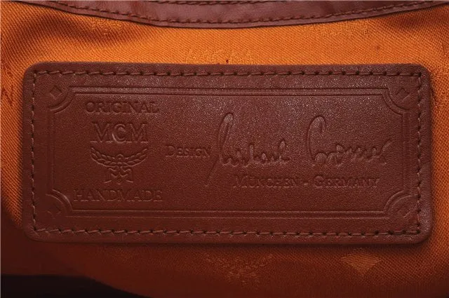 Authentic MCM Visetos Leather Vintage Shoulder Boston Bag Brown 4547D