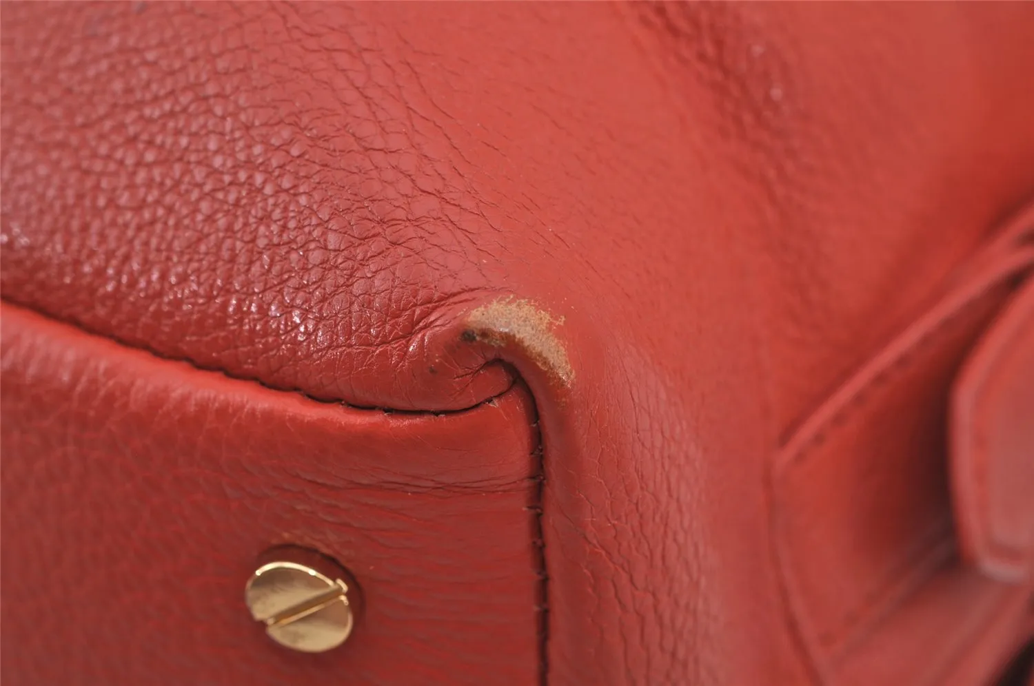 Authentic TORY BURCH Vintage Robinson Hand Boston Bag Leather Orange 6477J