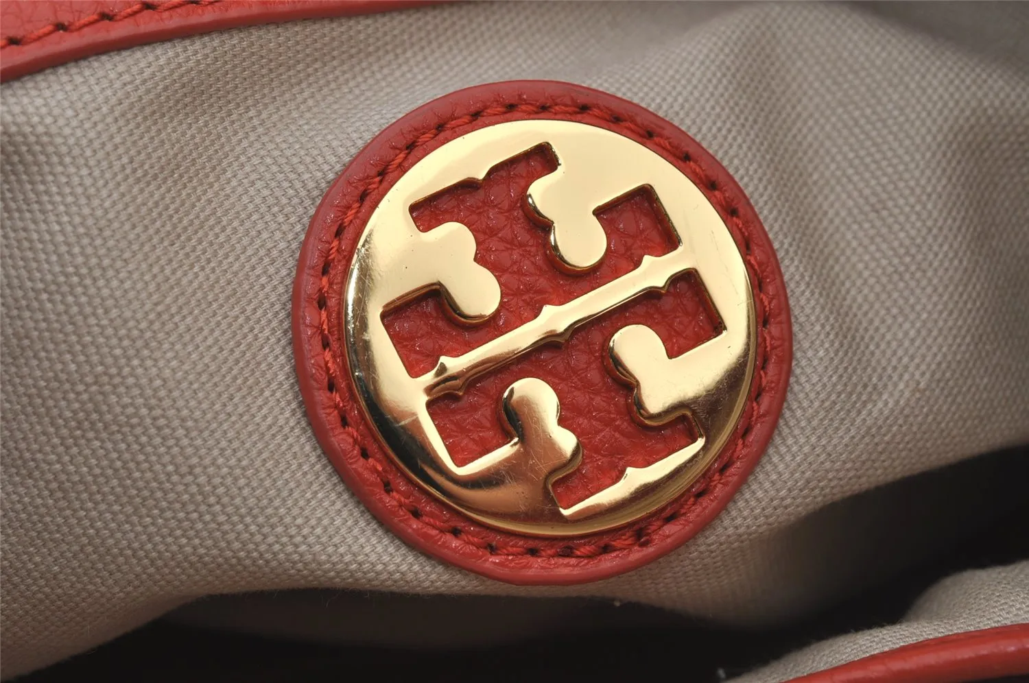 Authentic TORY BURCH Vintage Robinson Hand Boston Bag Leather Orange 6477J
