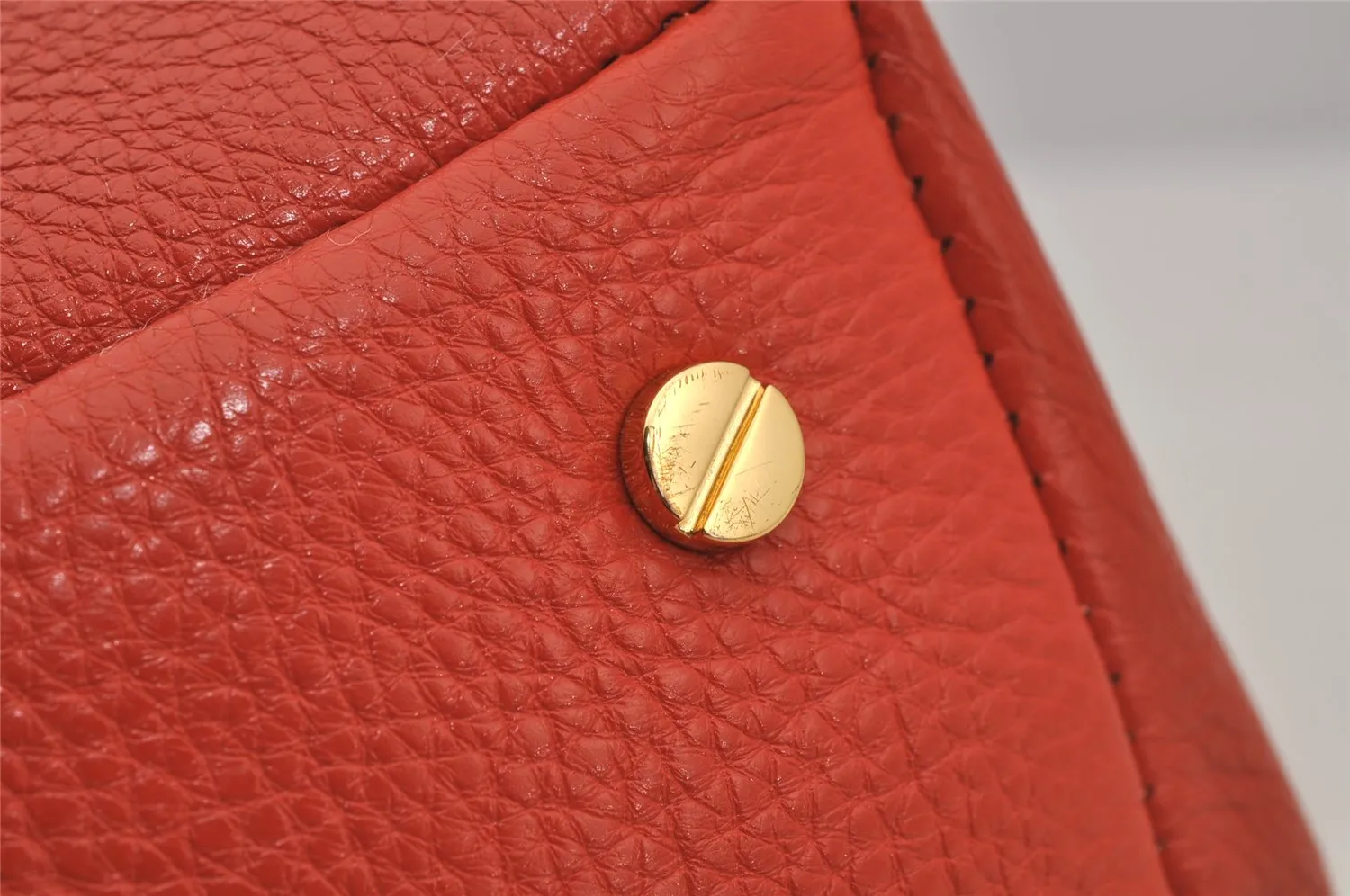 Authentic TORY BURCH Vintage Robinson Hand Boston Bag Leather Orange 6477J