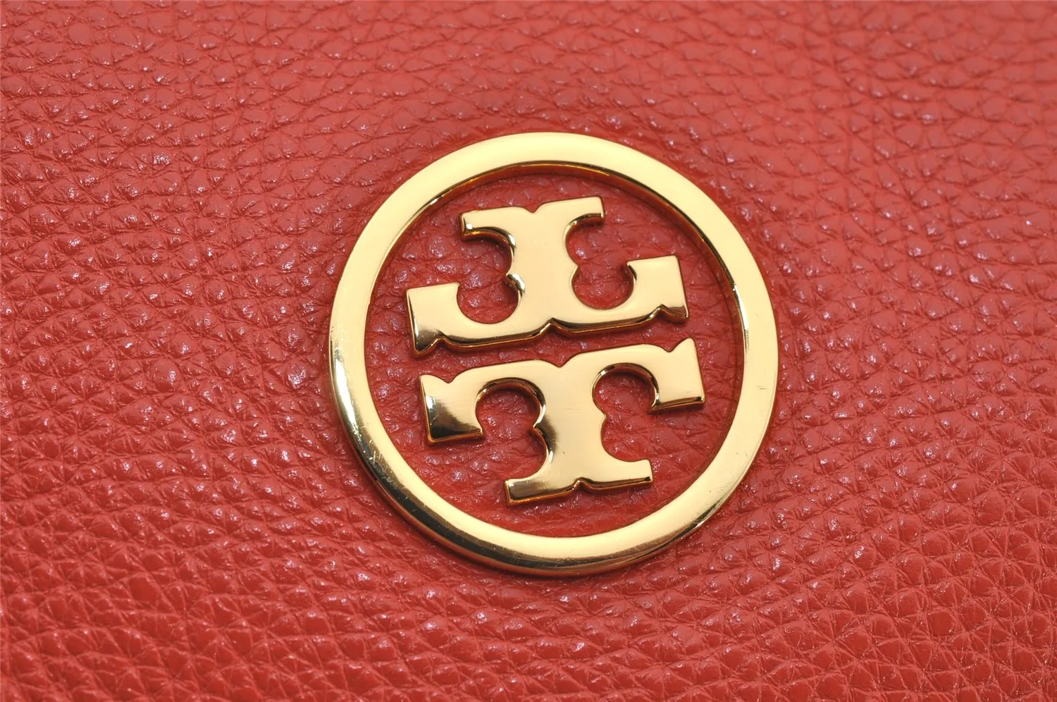 Authentic TORY BURCH Vintage Robinson Hand Boston Bag Leather Orange 6477J