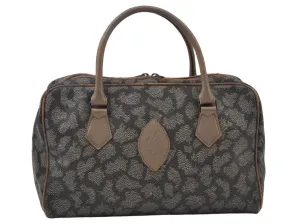 Authentic YVES SAINT LAURENT Vintage Hand Boston Bag PVC Leather Gray 3759I