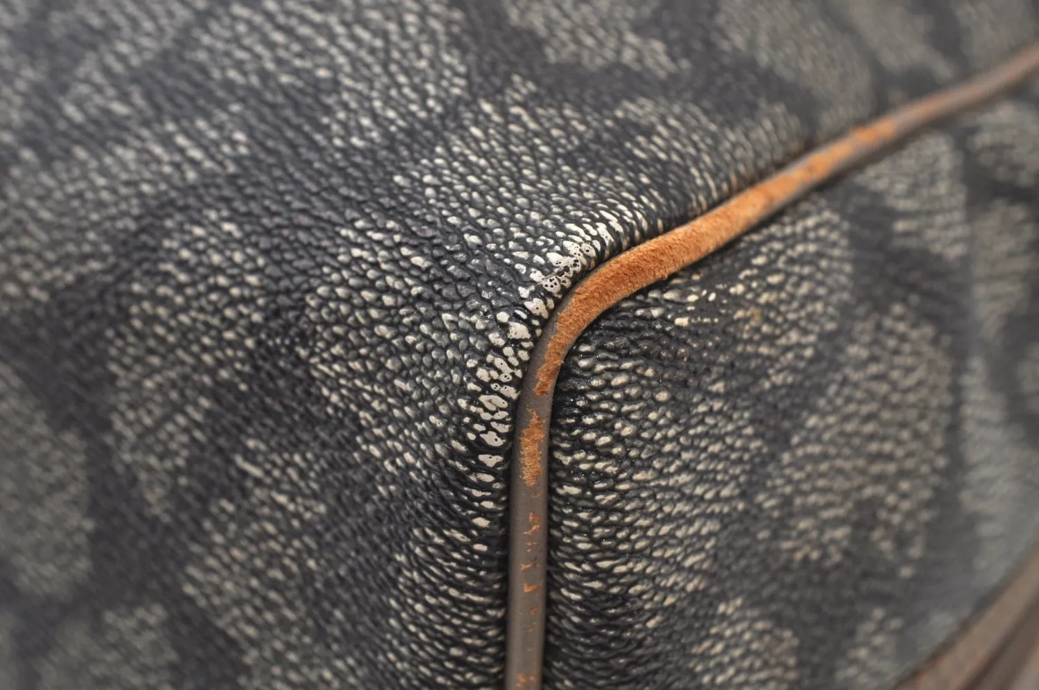 Authentic YVES SAINT LAURENT Vintage Hand Boston Bag PVC Leather Gray 3759I