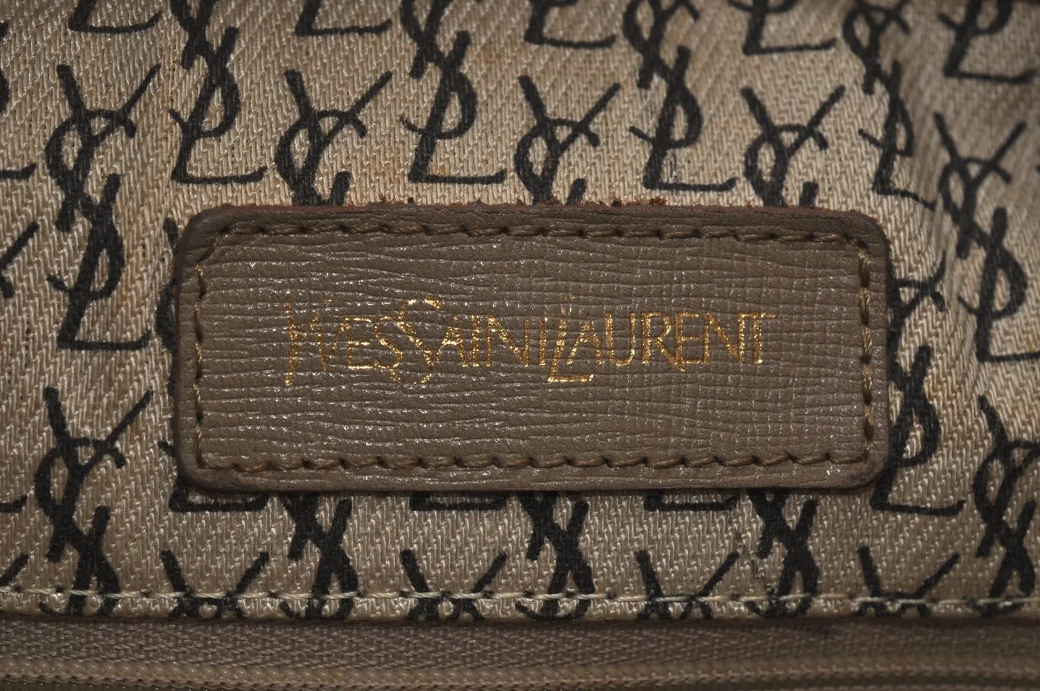 Authentic YVES SAINT LAURENT Vintage Hand Boston Bag PVC Leather Gray 3759I
