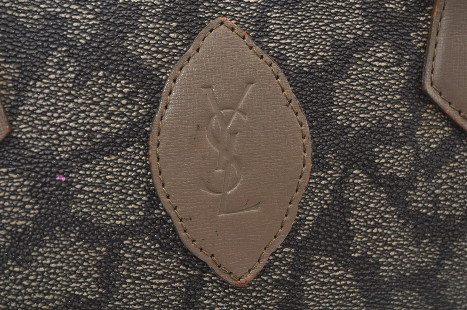 Authentic YVES SAINT LAURENT Vintage Hand Boston Bag PVC Leather Gray 3759I