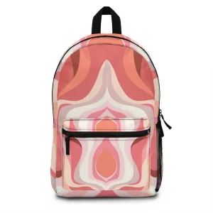 Backpack Work/school/leisure - Waterproof - Boho Pink and White Contemporary Art Lined Pattern
