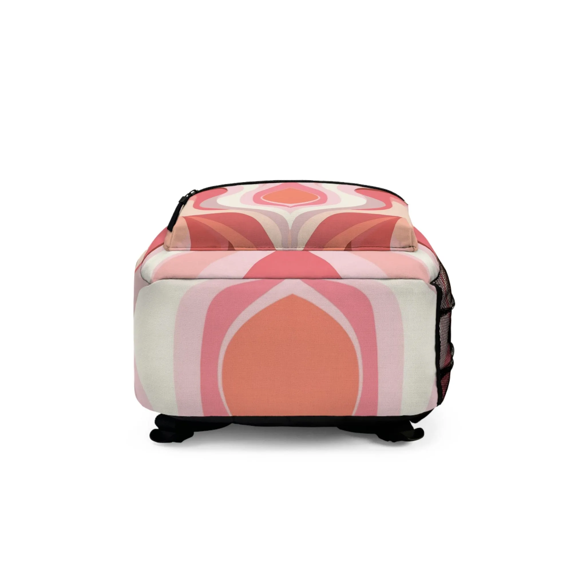 Backpack Work/school/leisure - Waterproof - Boho Pink and White Contemporary Art Lined Pattern