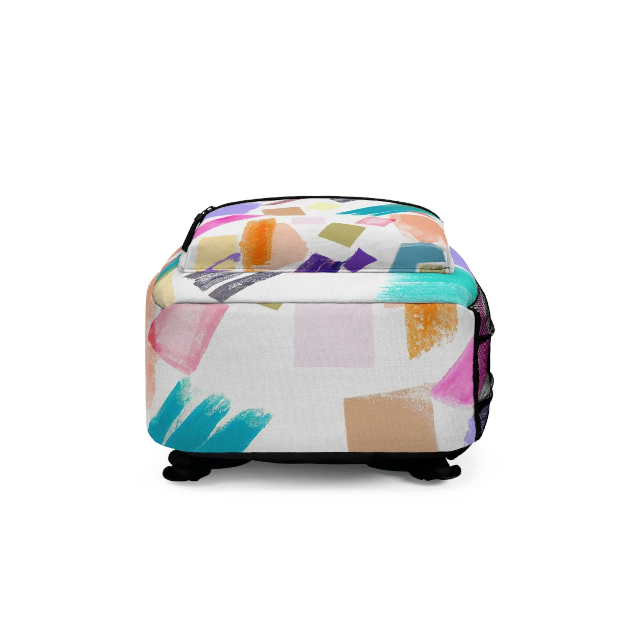 Backpack Work/school/leisure - Waterproof - Multicolor Pastel Geometric Brush Stroke Pattern