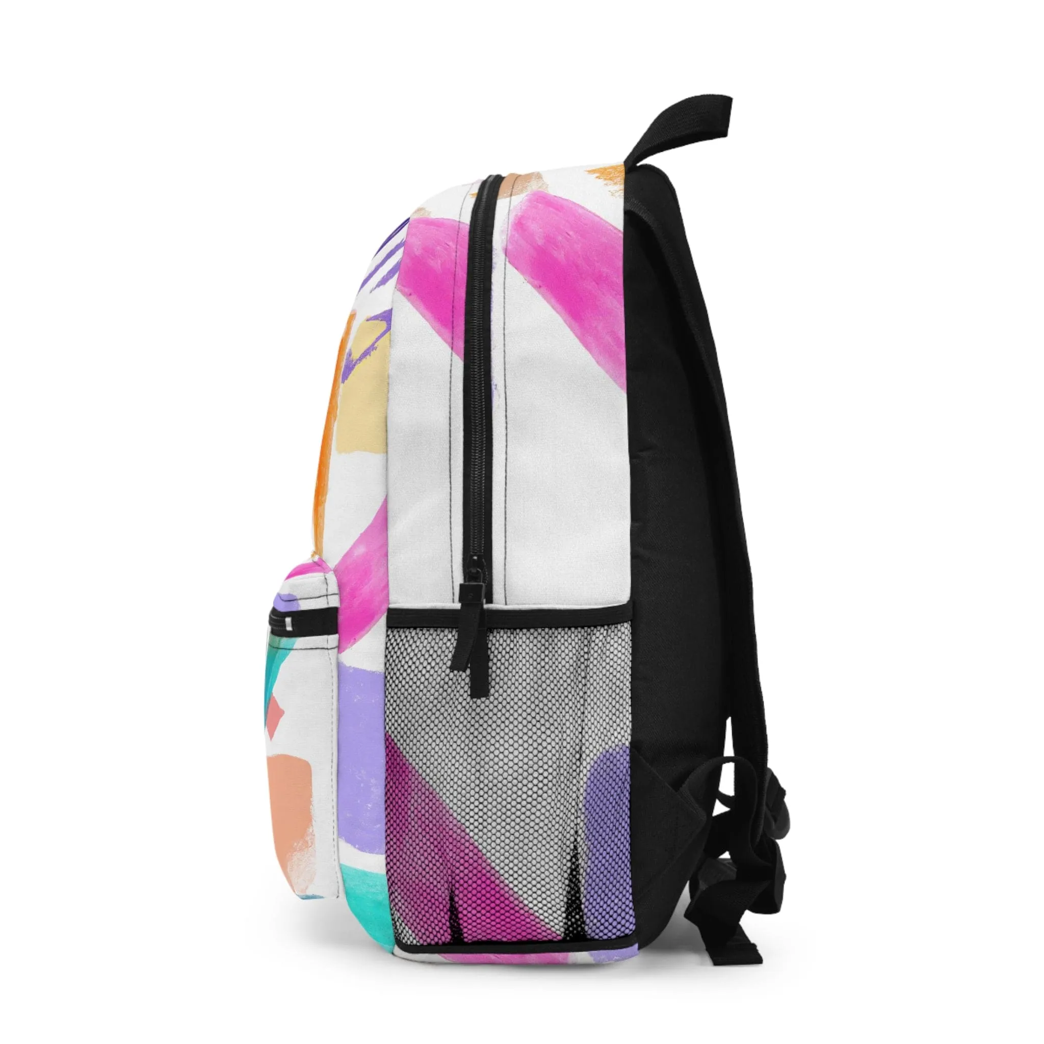 Backpack Work/school/leisure - Waterproof - Multicolor Pastel Geometric Brush Stroke Pattern