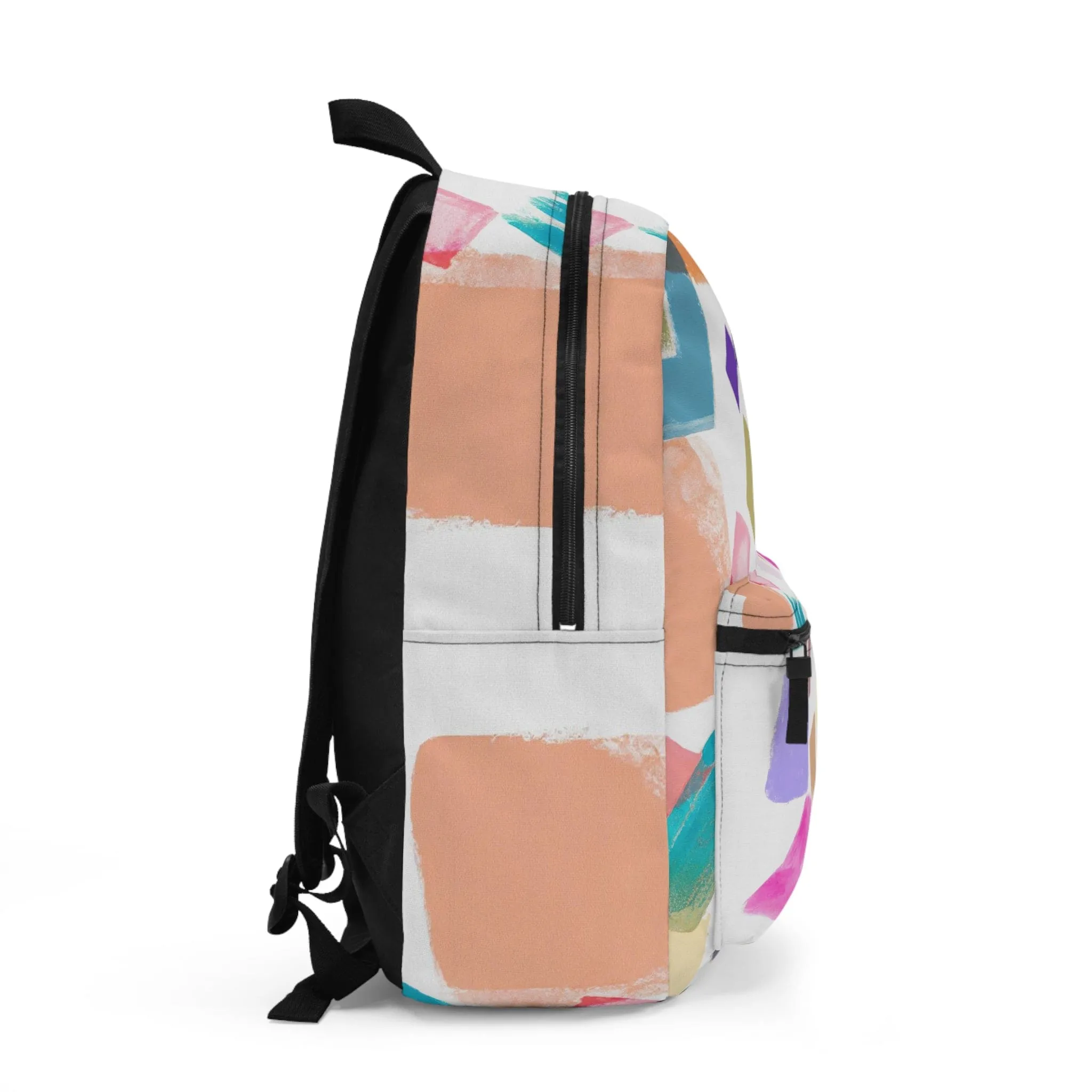 Backpack Work/school/leisure - Waterproof - Multicolor Pastel Geometric Brush Stroke Pattern