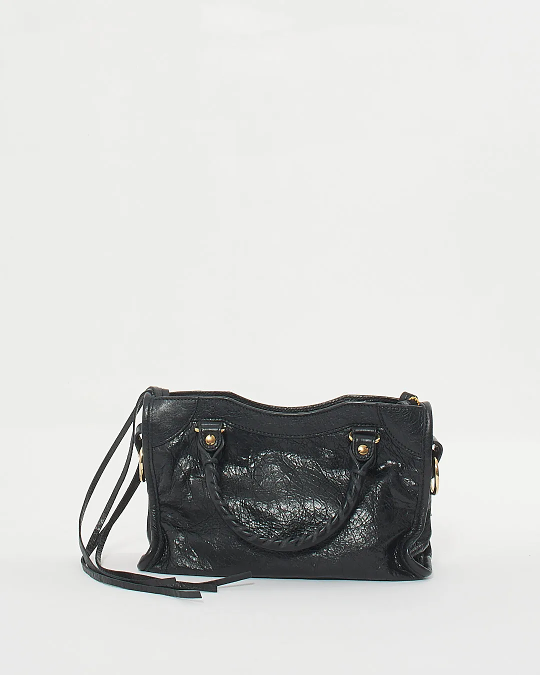 Balenciaga Black Leather Motocross Classic Mini City Bag