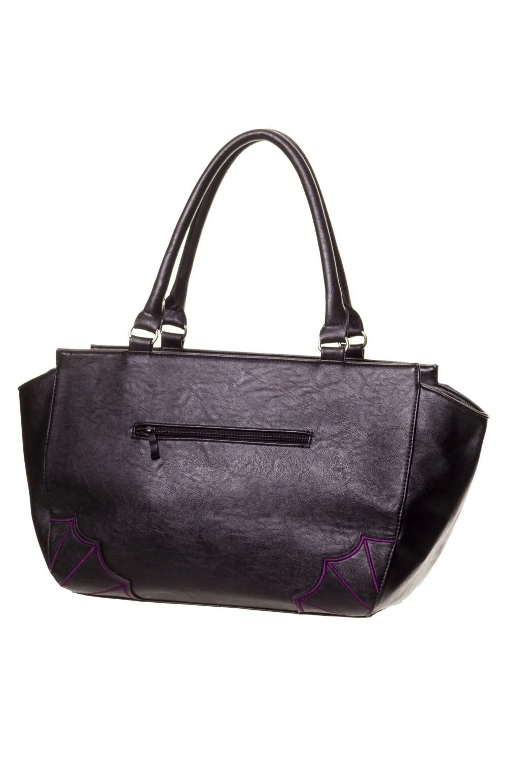 Banned Apparel BBN797 Black Faux Leather Handbag with Bats