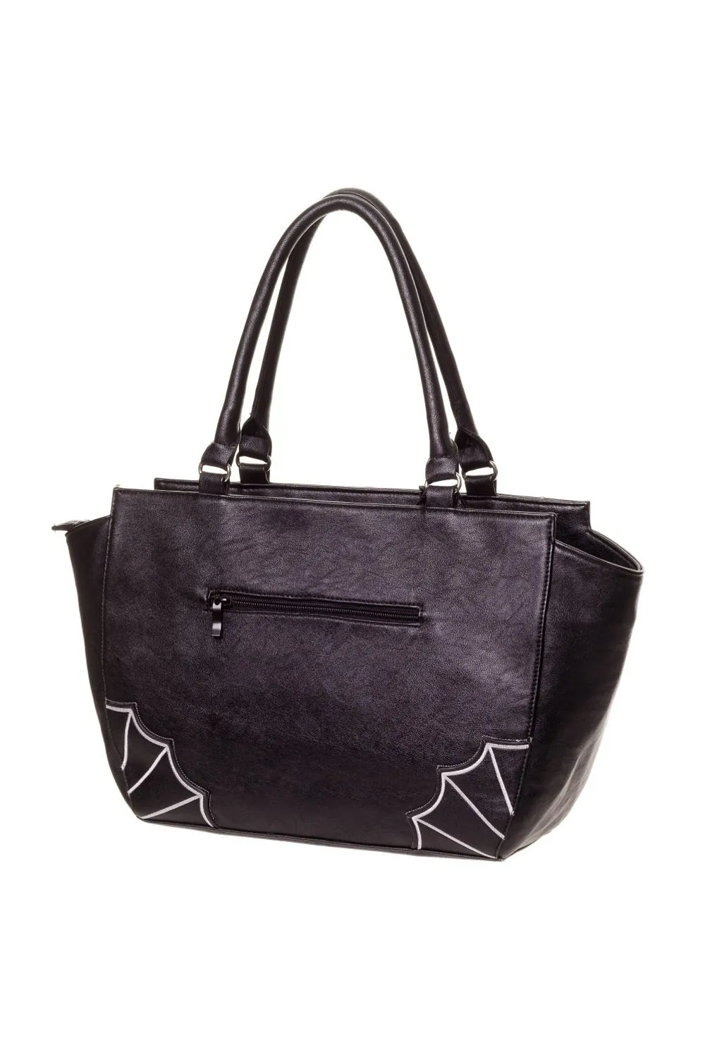 Banned Apparel BBN797 Black Faux Leather Handbag with Bats