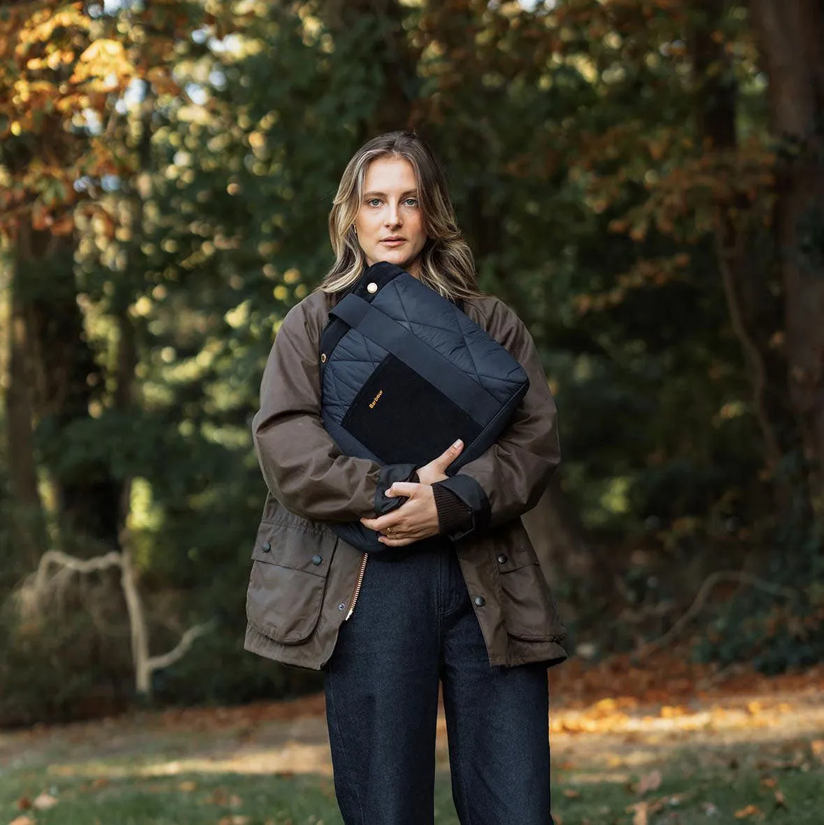 Barbour Healy Quilted Tote Bag in Navy