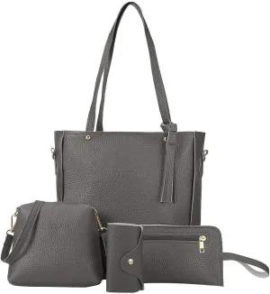 Beach Tote Bag 4 Packet Leather Solid Color Handbags Shoulder Bags Crossbody Hobo Bags Card Purse Work Travel Essential M