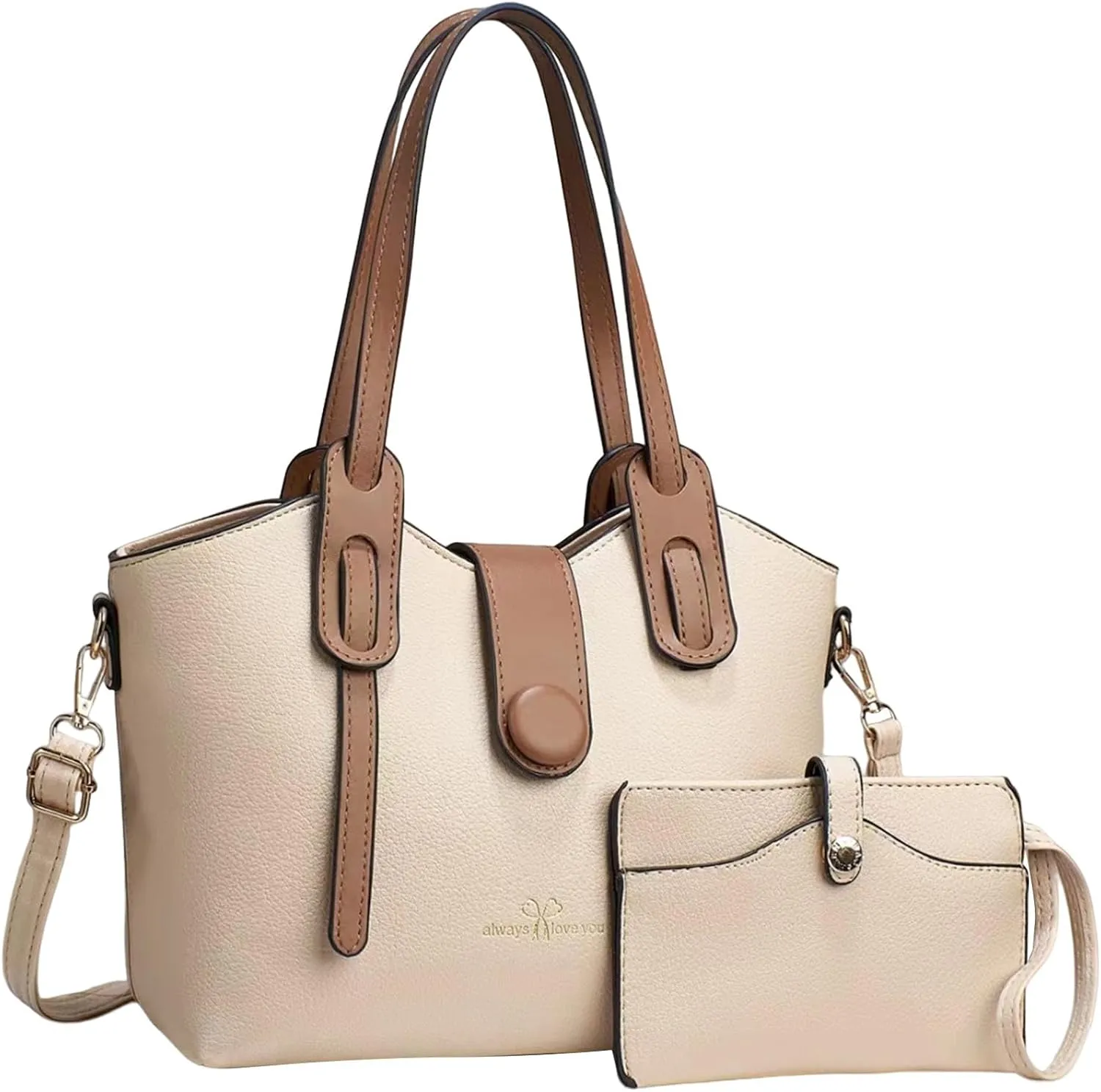 Beach Tote Bag 4 Packet Solid Color Leather Handbags Shoulder Bags Crossbody Hobo Bags Card Purse Work Travel Essential H