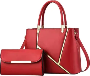 Beach Tote Bag 4 Packet Solid Color Leather Handbags Shoulder Bags Crossbody Hobo Bags Card Purse Work Travel Essential J