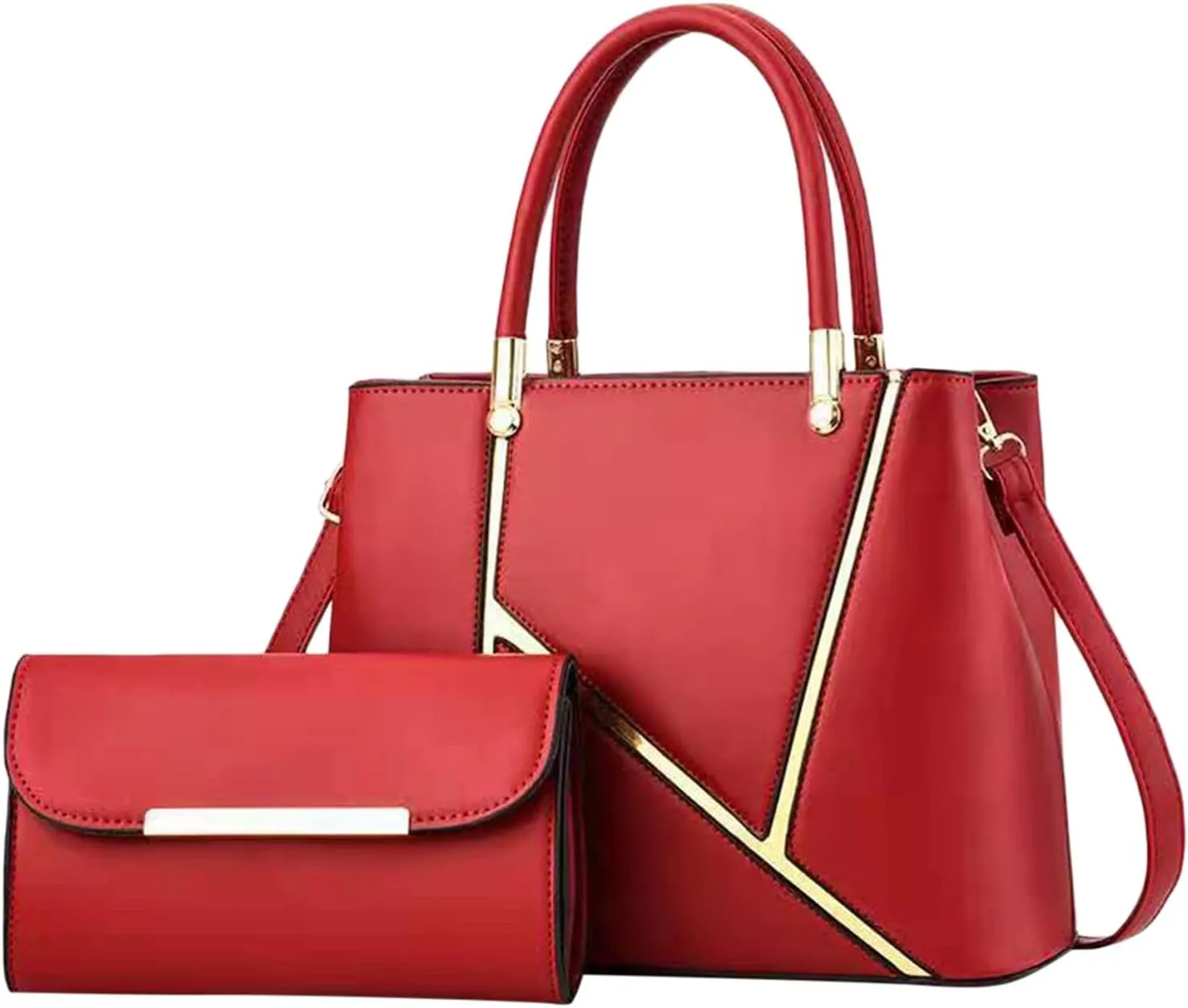 Beach Tote Bag 4 Packet Solid Color Leather Handbags Shoulder Bags Crossbody Hobo Bags Card Purse Work Travel Essential J