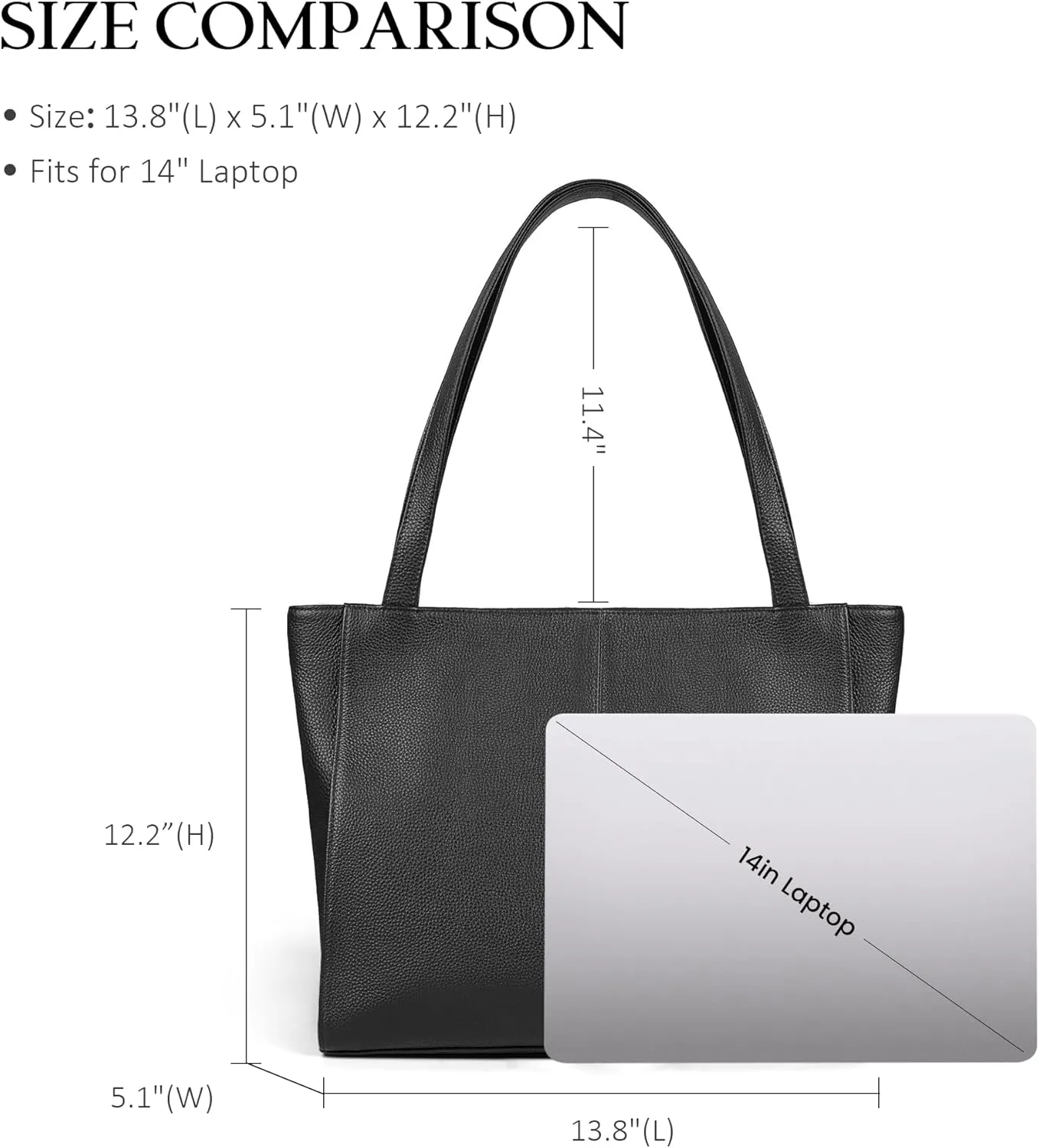 befen Genuine Leather Tote Bag for Women Work, Women's Leather Shoulder Bags Purses Satchel Handbags with Laptop Compartment