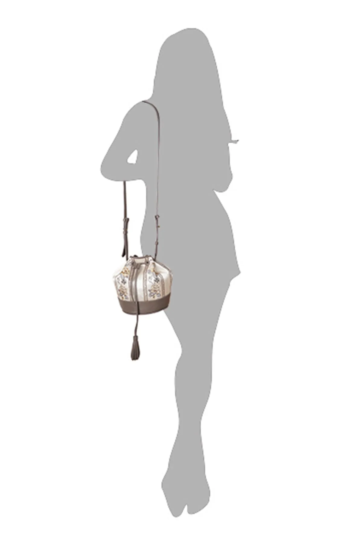 Begonia Grey Leather Bucket Bag