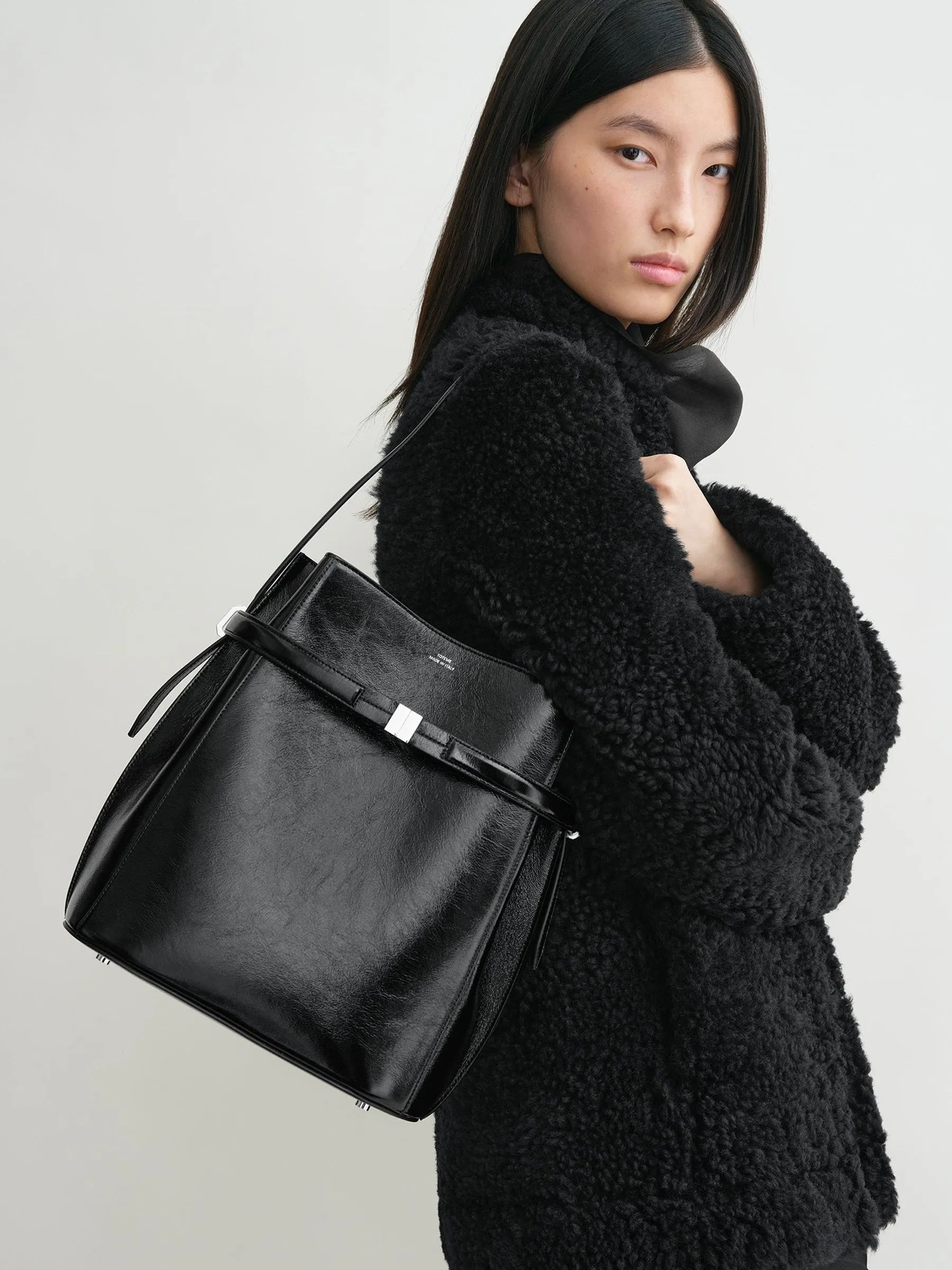 Belted Naplack Bucket Bag