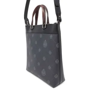 Berluti Passenger Tote Bag Black PVC Coated Canvas Leather