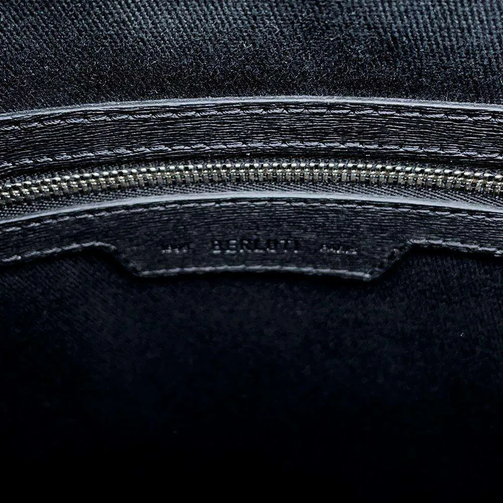 Berluti Passenger Tote Bag Black PVC Coated Canvas Leather