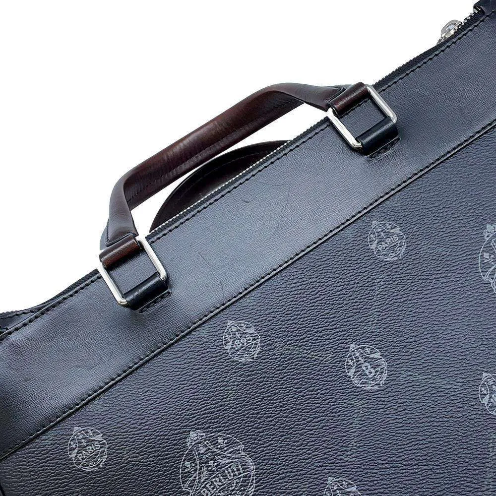 Berluti Passenger Tote Bag Black PVC Coated Canvas Leather