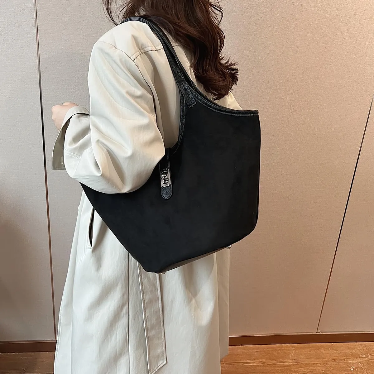 BIOSA Suede Hobo Bag Women's Tote Bag Luxury Retro Suede Slouchy Bag Shoulder Bag Designer Shoulder Bags Shopping Bag Suede Purse Top Carry Bag