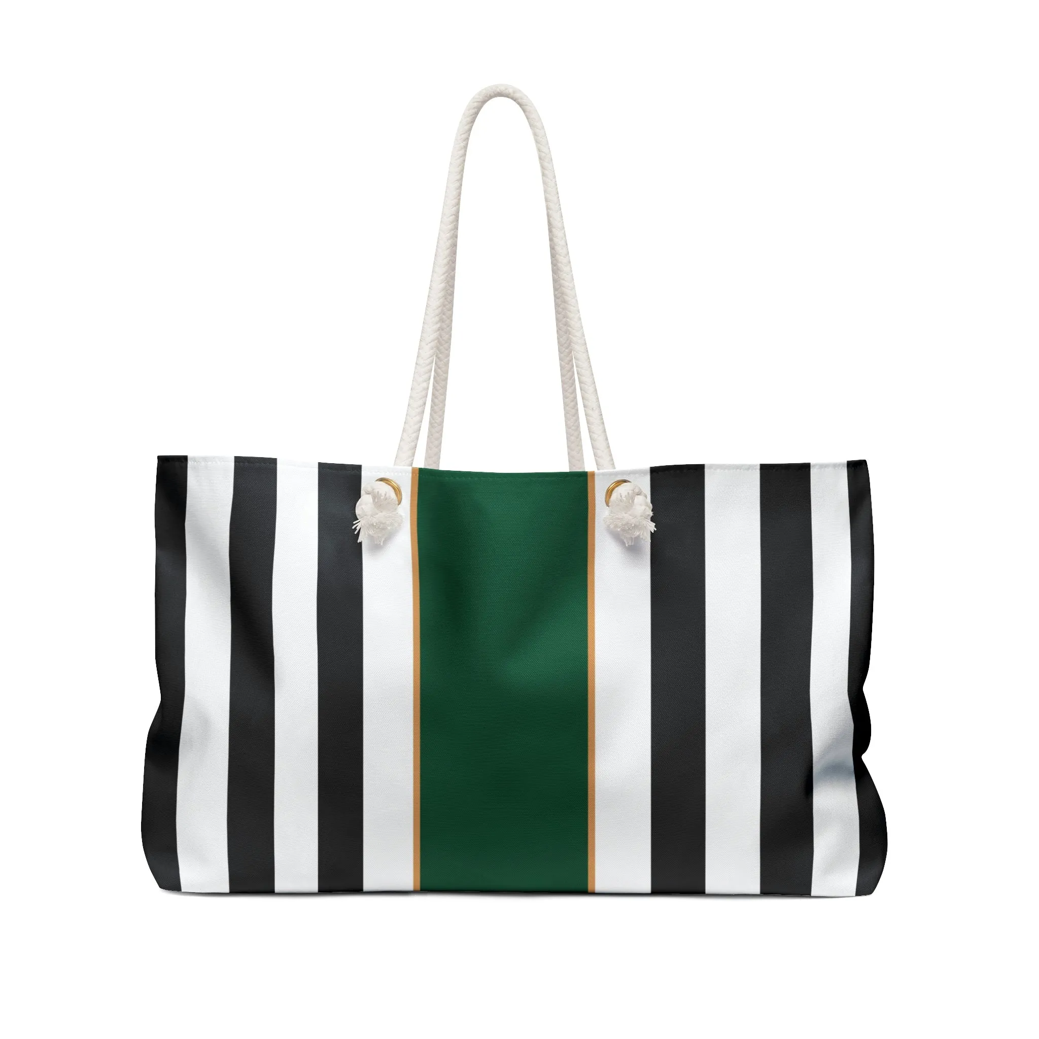 Black & White Stripe Weekender Tote Bag (Customization Available)
