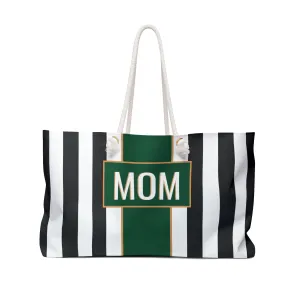 Black & White Stripe Weekender Tote Bag (Customization Available)